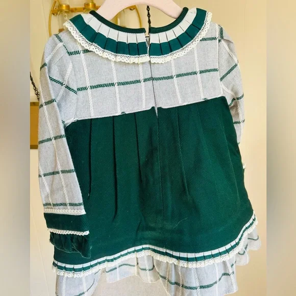 Elegant Green Plaid Kids Top - Picture 6 of 6